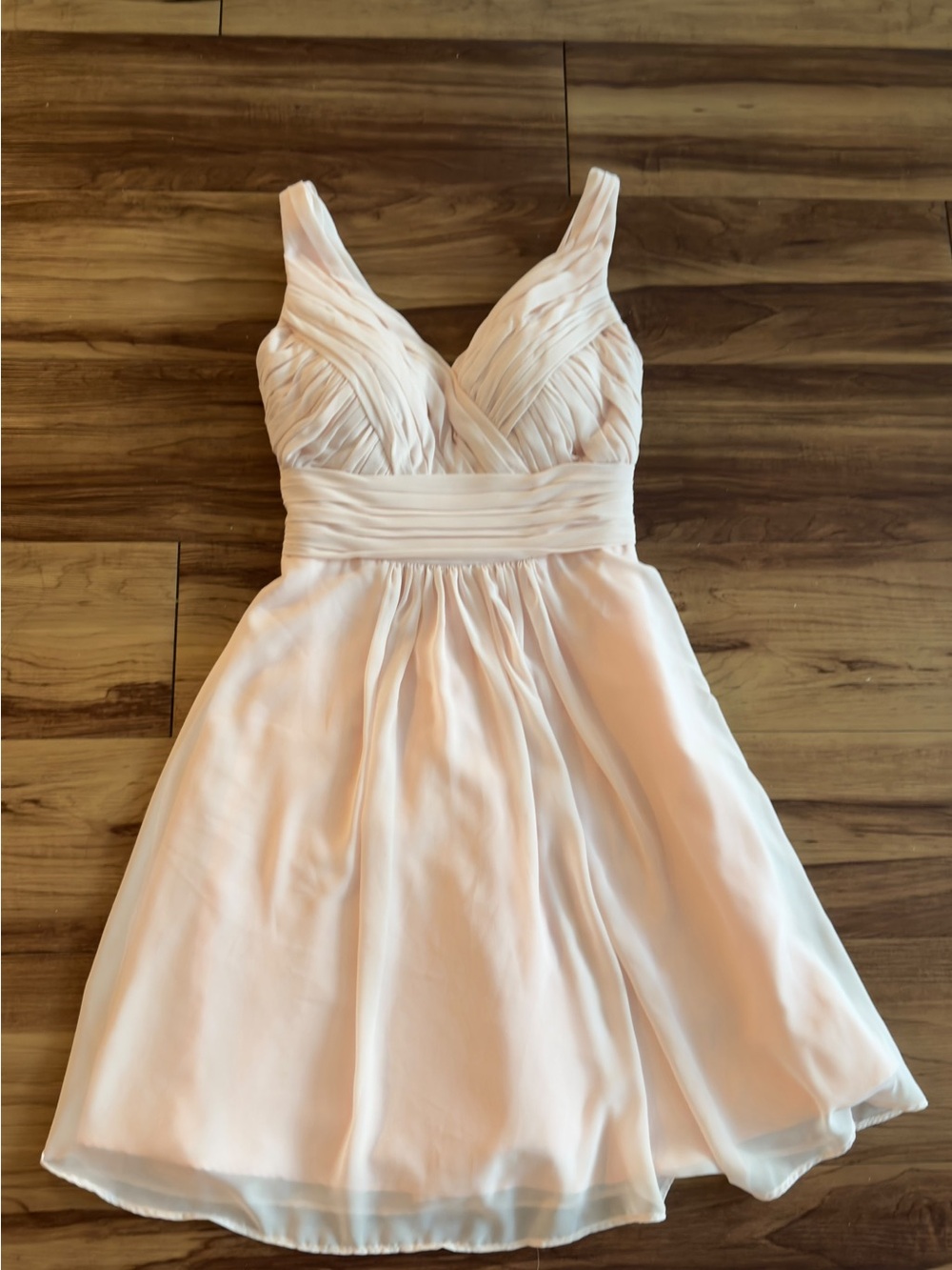 Bill Levkoff Blush Pink V-Neck Chiffon Cocktail Dress